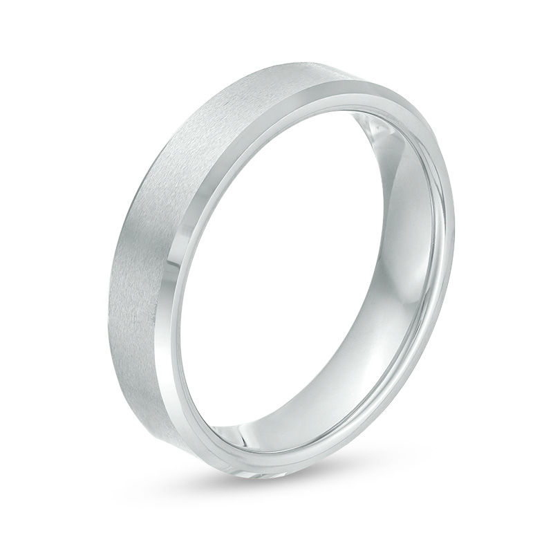 Men's 5.0mm Satin Bevel Edge Wedding Band in Tantalum