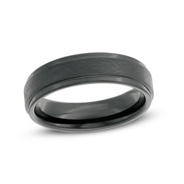 6.0mm Satin Step Edge Wedding Band in Black IP Tantalum
