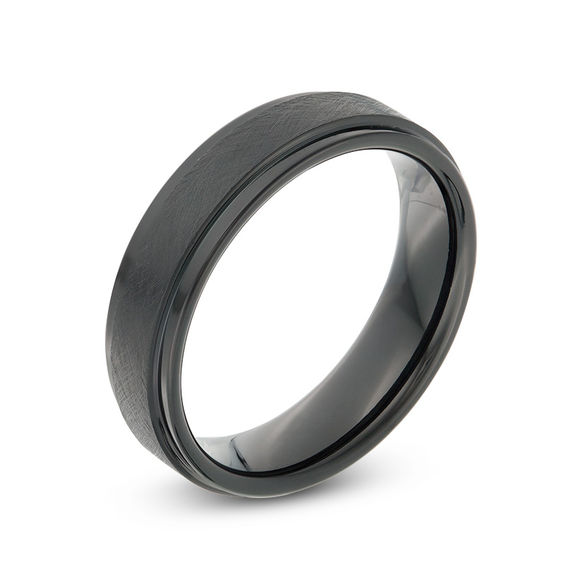 6.0mm Satin Step Edge Wedding Band in Black IP Tantalum