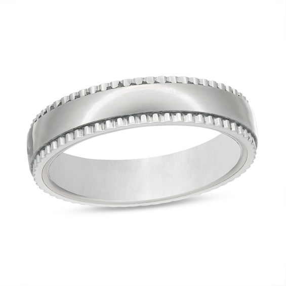 Men's 8.0mm Satin Coin Edge Wedding Band in Tantalum