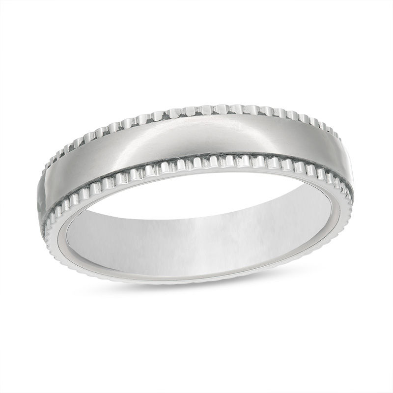 Main Image 1 of Men's 8.0mm Satin Coin Edge Wedding Band in Tantalum