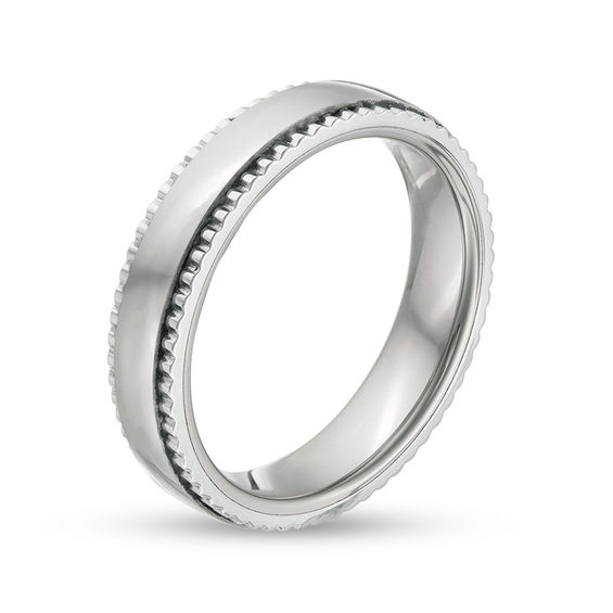 Men's 8.0mm Satin Coin Edge Wedding Band in Tantalum