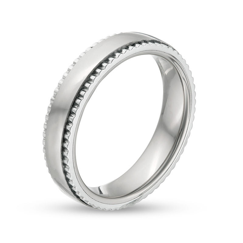 Main Image 2 of Men's 8.0mm Satin Coin Edge Wedding Band in Tantalum