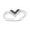 Thumbnail Image 1 of Vera Wang Love Collection Blue Sapphire and 1/20 CT. T.W. Diamond Double Chevron Ring in Sterling Silver