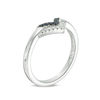 Thumbnail Image 2 of Vera Wang Love Collection Blue Sapphire and 1/20 CT. T.W. Diamond Double Chevron Ring in Sterling Silver