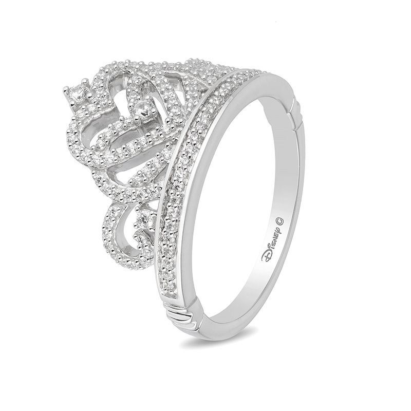 Main Image 2 of Enchanted Disney Princess 1/3 CT. T.W. Diamond Heart-Top Tiara Ring in 10K White Gold