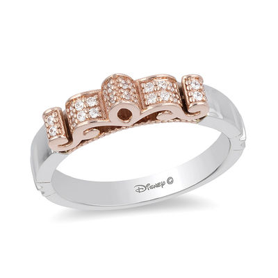 Enchanted Disney Princess 1 8 CT. T.W. Diamond Crown Ring in Sterling Silver and 10K Rose Gold