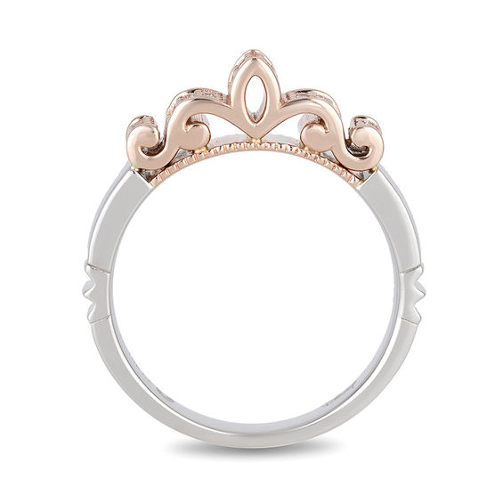 Enchanted Disney Princess 1/8 CT. T.w. Diamond Crown Ring in Sterling Silver and 10K Rose Gold
