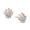 Thumbnail Image 1 of Enchanted Disney Jasmine 1/10 CT. T.W. Diamond Lotus Stud Earrings in Sterling Silver and 10K Rose Gold