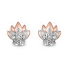 Thumbnail Image 1 of Enchanted Disney Jasmine 1/10 CT. T.W. Diamond Lotus Stud Earrings in Sterling Silver and 10K Rose Gold