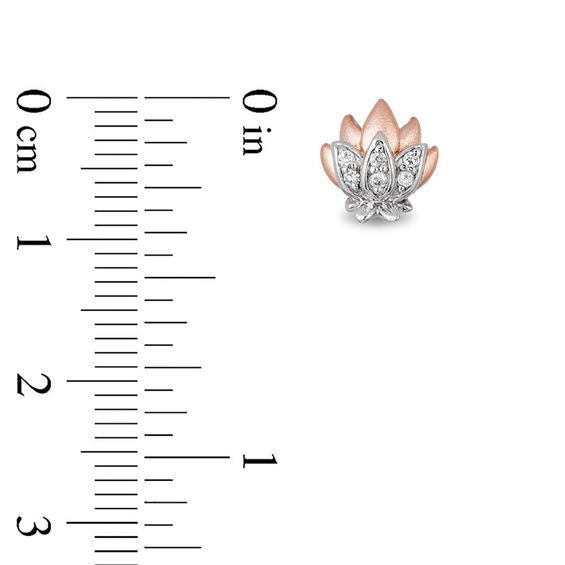 Enchanted Disney Jasmine 1/10 CT. T.w. Diamond Lotus Stud Earrings in Sterling Silver and 10K Rose Gold