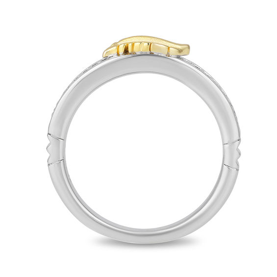 Enchanted Disney Pocahontas 1/15 CT. T.w. Diamond Feather Ring in Sterling Silver and 10K Gold