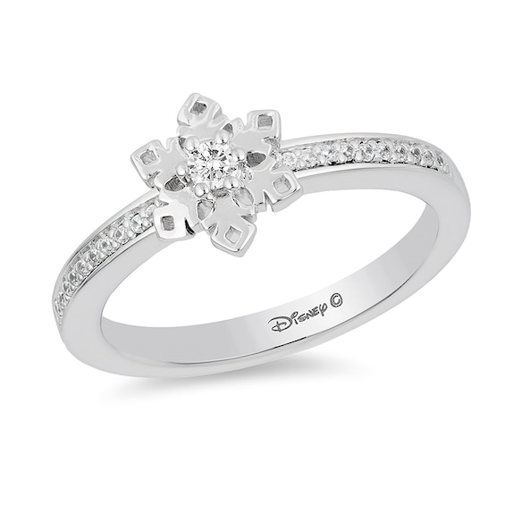 Enchanted Disney Elsa 1/10 CT. T.w. Diamond Snowflake Ring in Sterling Silver