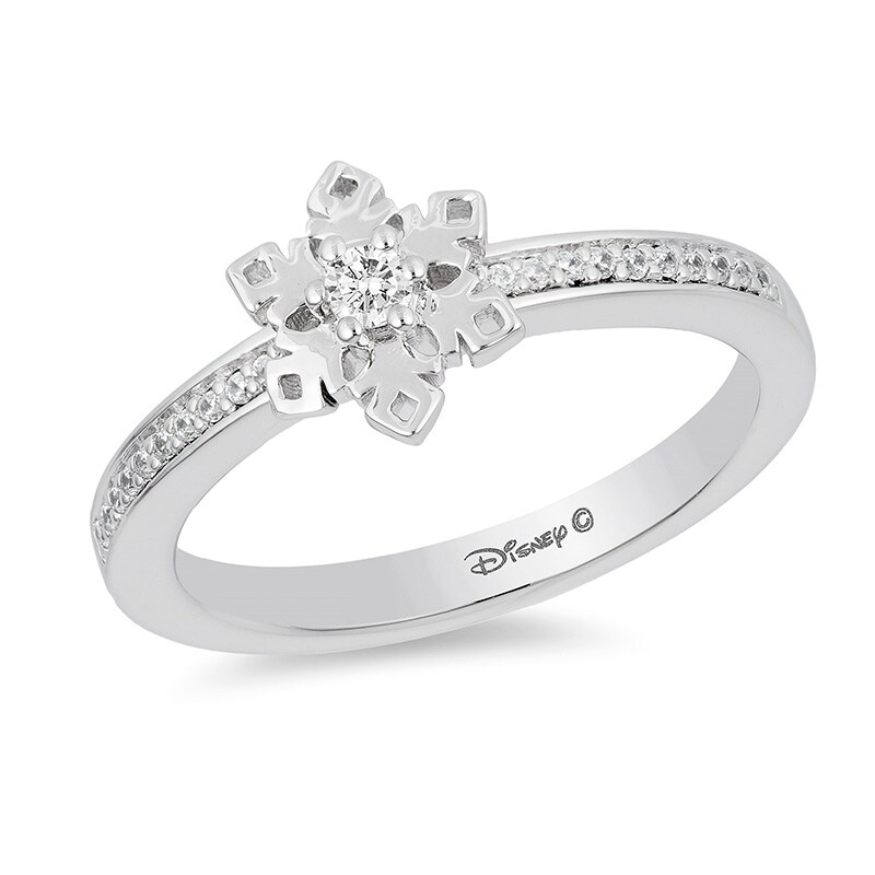 Main Image 1 of Enchanted Disney Elsa 1/10 CT. T.W. Diamond Snowflake Ring in Sterling Silver