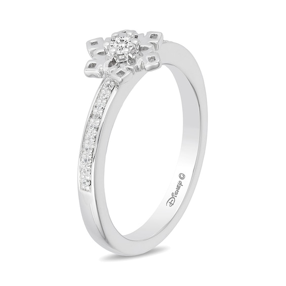 Enchanted Disney Elsa 1/10 CT. T.w. Diamond Snowflake Ring in Sterling Silver
