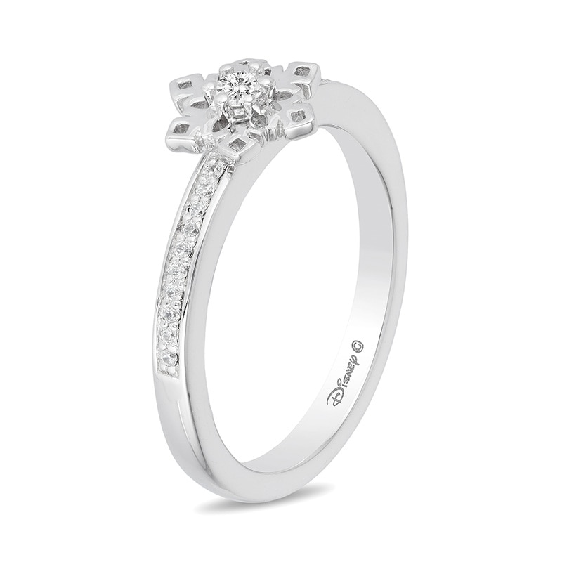 Main Image 2 of Enchanted Disney Elsa 1/10 CT. T.W. Diamond Snowflake Ring in Sterling Silver