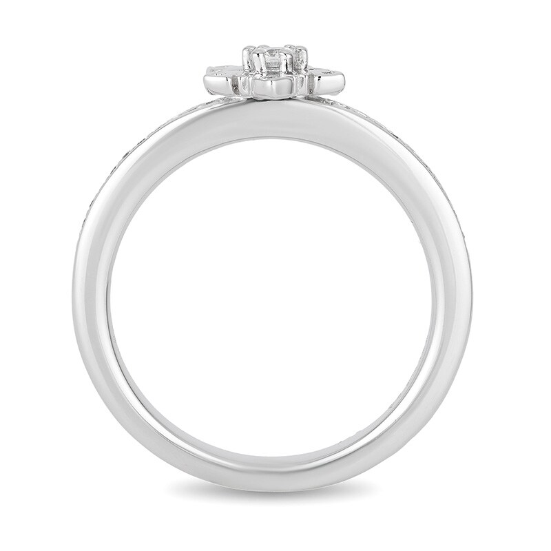 Main Image 3 of Enchanted Disney Elsa 1/10 CT. T.W. Diamond Snowflake Ring in Sterling Silver