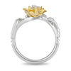 Thumbnail Image 3 of Enchanted Disney Tiana 1/10 CT. T.W. Diamond Water Lily Swirl Ring in Sterling Silver and 10K Gold