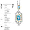 Thumbnail Image 3 of Enchanted Disney Jasmine Oval Swiss Blue Topaz and 1/5 CT. T.W. Diamond Pendant in Sterling Silver and 10K Gold - 19"
