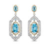 Thumbnail Image 2 of Enchanted Disney Jasmine Oval Swiss Blue Topaz and 1/5 CT. T.W. Diamond Drop Earrings in Sterling Silver and 10K Gold