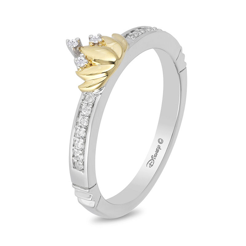 Main Image 2 of Enchanted Disney Tiana 1/10 CT. T.W. Diamond Water Lily Ring in Sterling Silver and 10K Gold