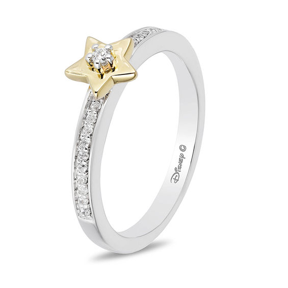 Enchanted Disney Tinker Bell 1/10 CT. T.w. Diamond Star Ring in Sterling Silver and 10K Gold