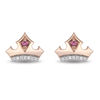 Thumbnail Image 2 of Enchanted Disney Aurora Pink Topaz and 1/20 CT. T.W. Diamond Crown Stud Earrings in 10K Rose Gold