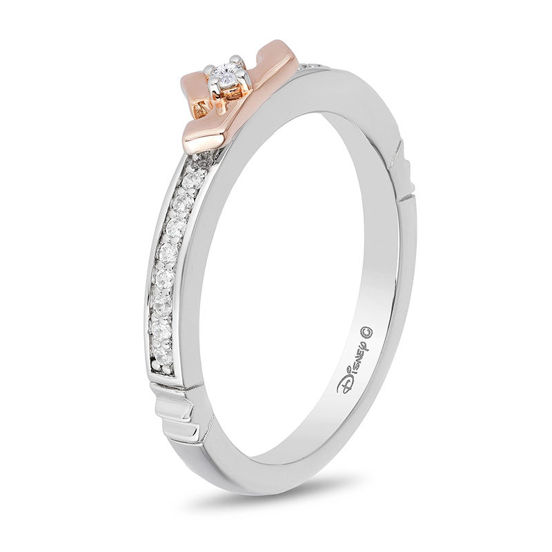 Enchanted Disney Aurora 1/10 CT. T.W. Diamond Crown Ring in Sterling Silver and 10K Rose Gold