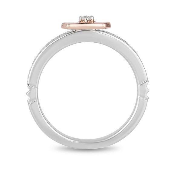 Enchanted Disney Aurora 1/10 CT. T.w. Diamond Crown Ring in Sterling Silver and 10K Rose Gold