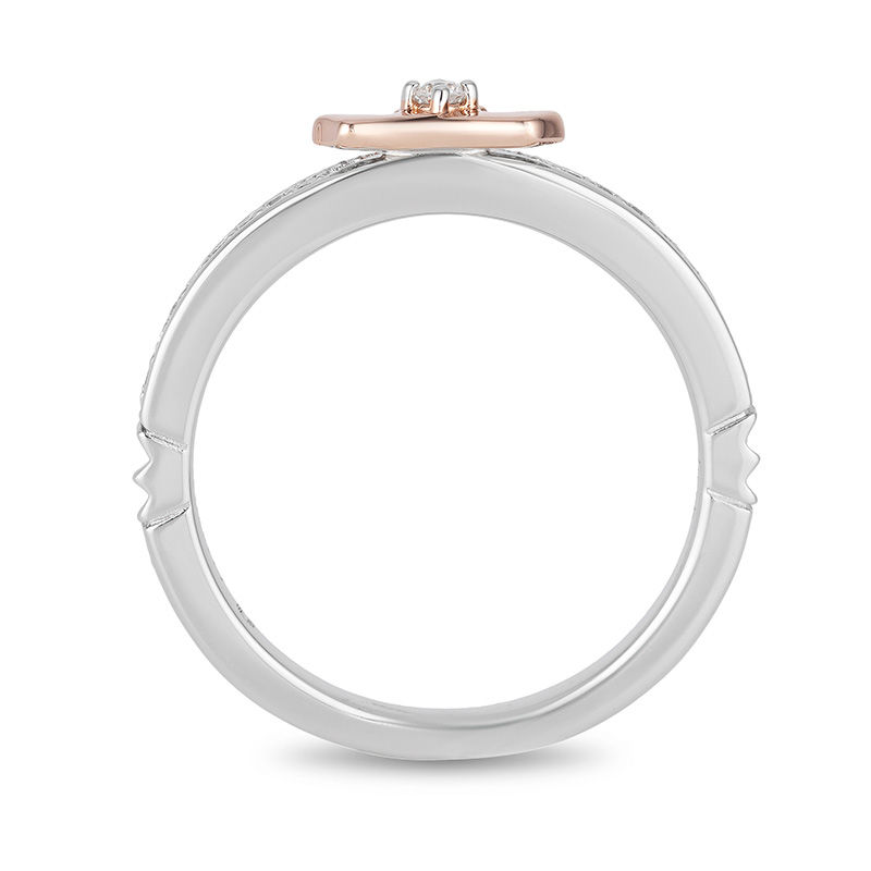 Main Image 3 of Enchanted Disney Aurora 1/10 CT. T.W. Diamond Crown Ring in Sterling Silver and 10K Rose Gold