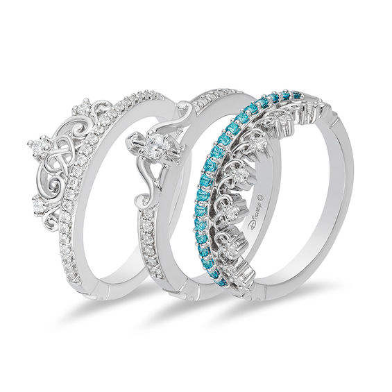 Enchanted Disney Merida 1/4 CT. T.w. Diamond Celtic Knot and Arrow Stackable Band Set in Sterling Silver