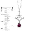 Thumbnail Image 3 of Enchanted Disney Mulan Pear-Shaped Garnet and 1/10 CT. T.W. Diamond Pagoda Pendant in Sterling Silver - 19"