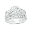 Thumbnail Image 1 of 2 CT. T.W. Multi-Diamond Frame Vintage-Style Bridal Set in 14K White Gold - Size 7