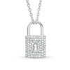 Thumbnail Image 1 of Vera Wang Love Collection 1/5 CT. T.W. Diamond Lock Necklace in Sterling Silver - 19"