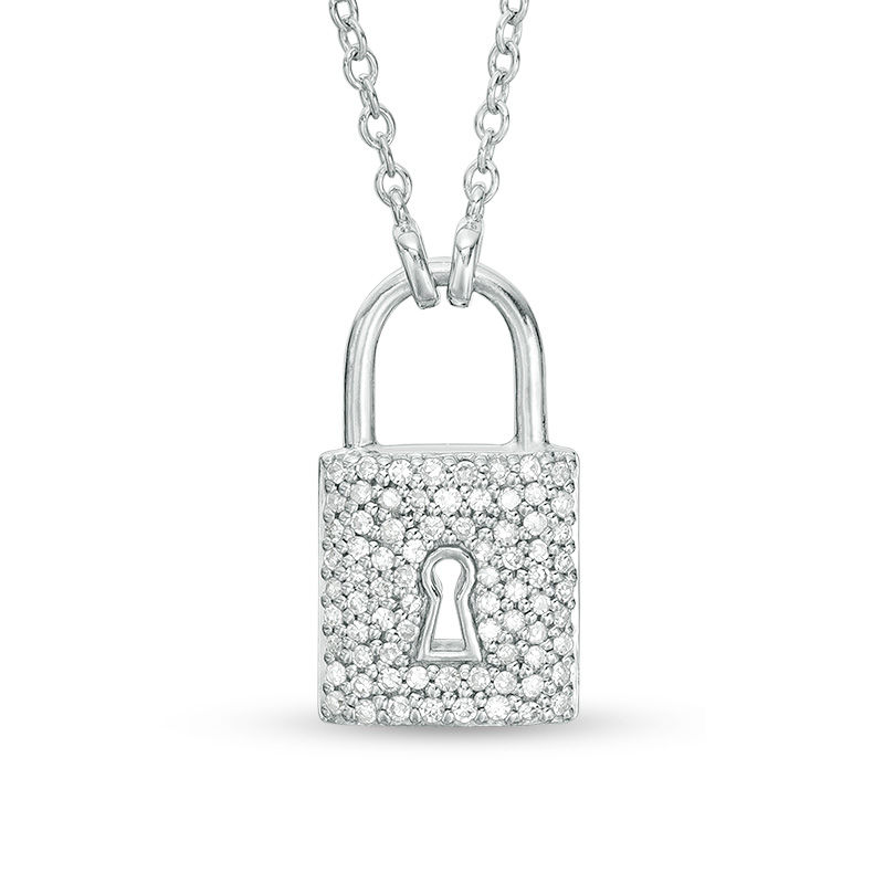 Vera Wang Love Collection 1/5 CT. T.W. Diamond Lock Necklace in Sterling  Silver - 19