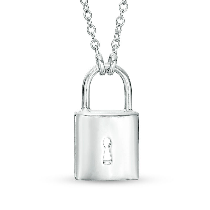 Main Image 4 of Vera Wang Love Collection 1/5 CT. T.W. Diamond Lock Necklace in Sterling Silver - 19"