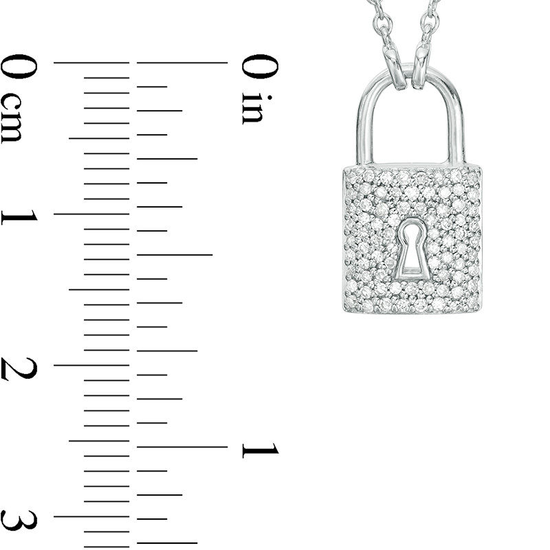 Main Image 5 of Vera Wang Love Collection 1/5 CT. T.W. Diamond Lock Necklace in Sterling Silver - 19"