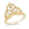 Thumbnail Image 1 of Enchanted Disney Princess 1/3 CT. T.W. Diamond Heart-Top Tiara Ring in 10K Gold