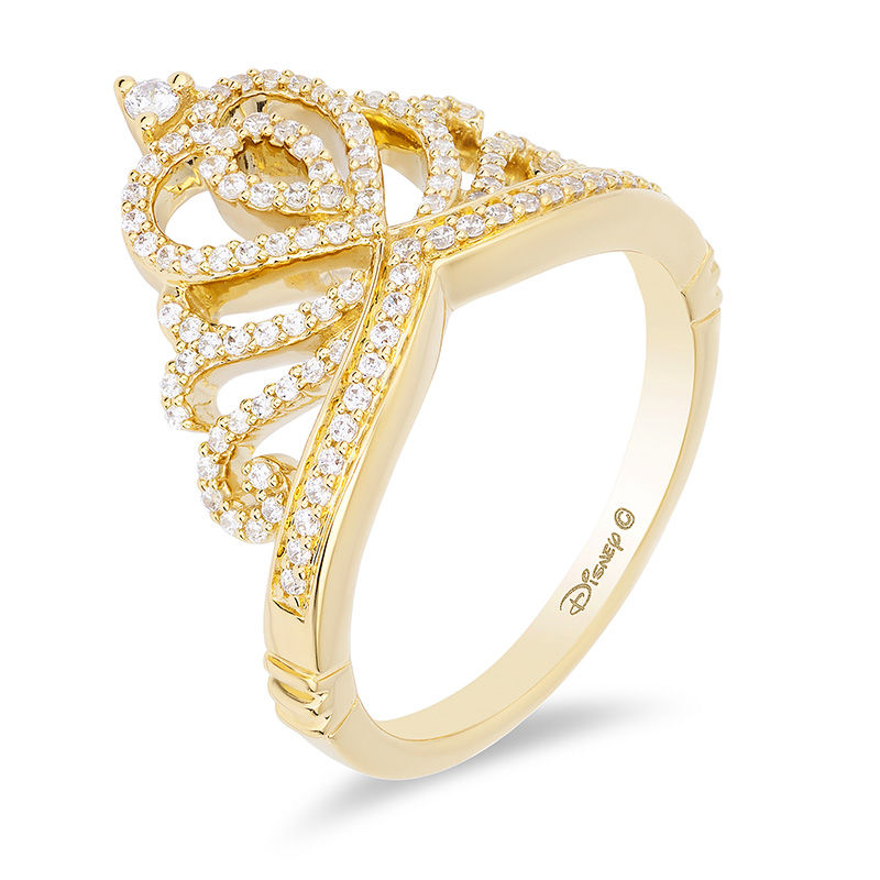 Main Image 2 of Enchanted Disney Princess 1/3 CT. T.W. Diamond Heart-Top Tiara Ring in 10K Gold