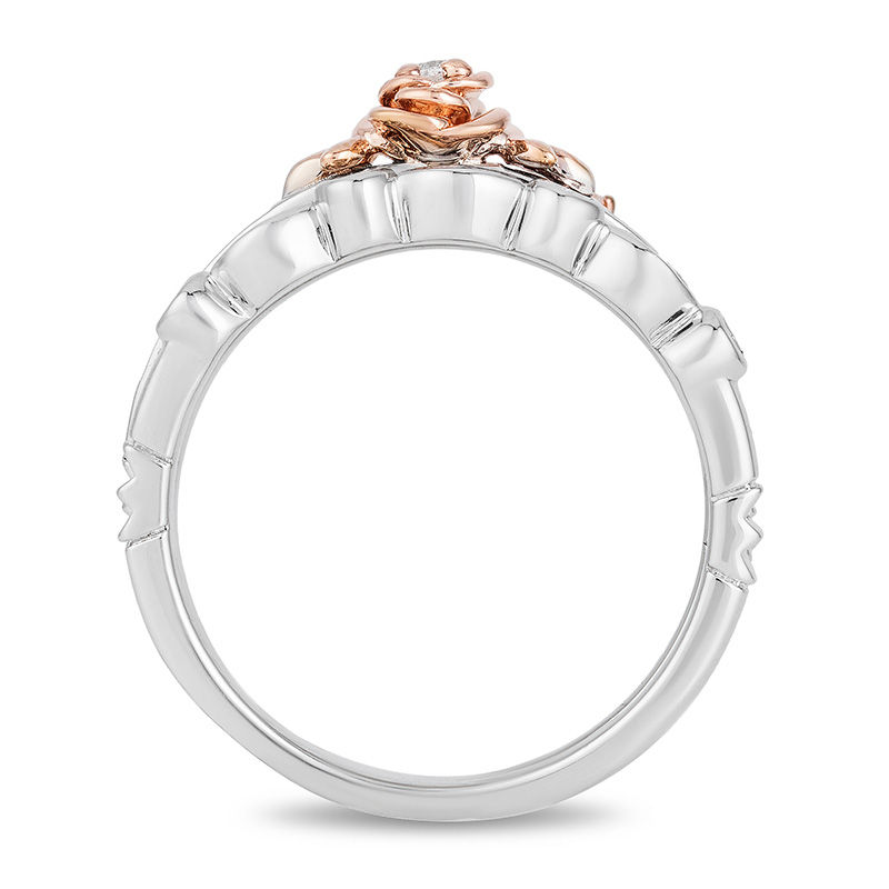 Enchanted Disney Belle 1/5 CT. T.W. Diamond Rose Stackable Band Set in Sterling Silver and 10K Rose Gold