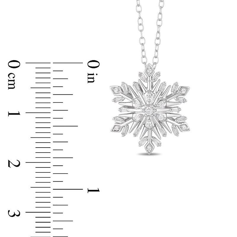 Main Image 3 of Enchanted Disney Elsa 1/3 CT. T.W. Diamond Snowflake Pendant in Sterling Silver - 19"