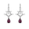 Thumbnail Image 2 of Enchanted Disney Mulan Pear-Shaped Garnet and 1/10 CT. T.W. Diamond Pagoda Drop Earrings in Sterling Silver
