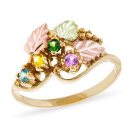 Black Hills Gold Mother's Birthstone Swirl Ring (2-6 Stones)