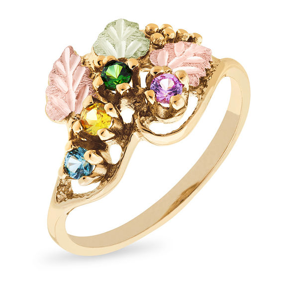 Black Hills Gold Mother's Birthstone Swirl Ring (2-6 Stones)