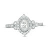Thumbnail Image 6 of 1 CT. T.W. Oval Diamond Marquise Frame Bezel-Set Tri-Sides Vintage-Style Engagement Ring in 14K White Gold