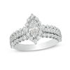 Thumbnail Image 1 of 1-1/3 CT. T.W. Marquise Diamond Frame Three Row Engagement Ring in 14K White Gold