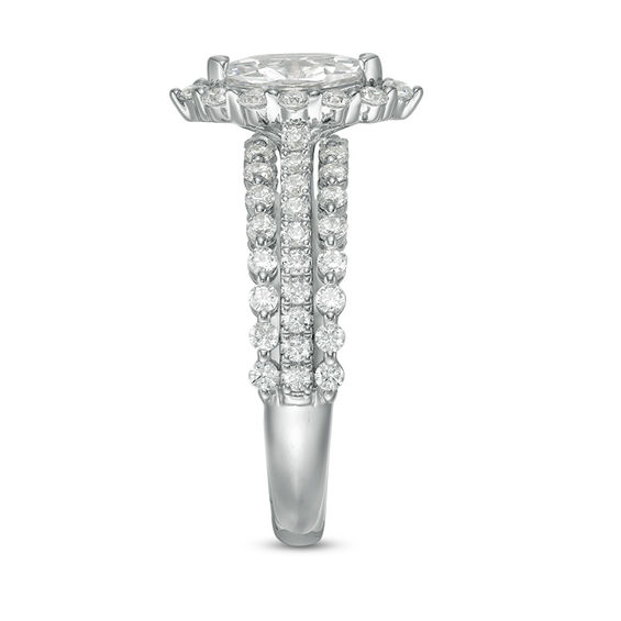 1-1/3 CT. T.w. Marquise Diamond Frame Three Row Engagement Ring in 14K White Gold