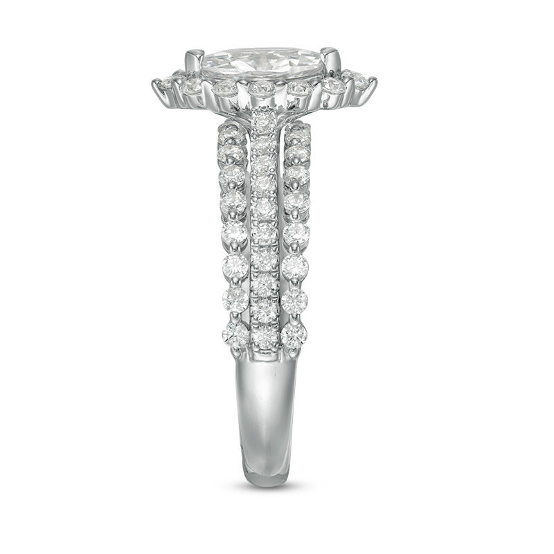 Main Image 4 of 1-1/3 CT. T.W. Marquise Diamond Frame Three Row Engagement Ring in 14K White Gold