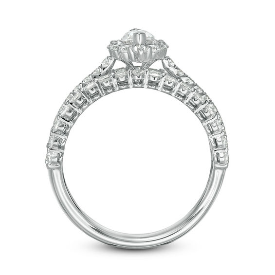 1-1/3 CT. T.w. Marquise Diamond Frame Three Row Engagement Ring in 14K White Gold