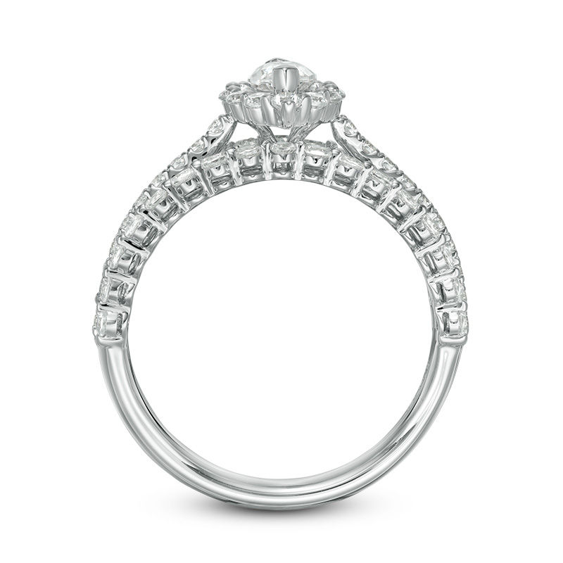 1-1/3 CT. T.W. Marquise Diamond Frame Three Row Engagement Ring in 14K White Gold